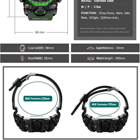 NEW Men's Watches Sports Outdoor Waterproof Military Tactics LED Alarm Stopwatch - Picture 5 of 5